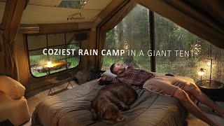 Download lagu Coziest SOLO Camping in HEAVY RAIN in a Huge Luxury Tent - Relaxing ASMR mp3