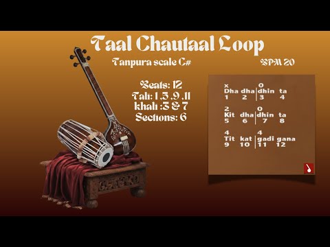 Taal Chautaal Loop | Pakhawaj | BPM 20 | Tanpura Scale C# | Dhrupad Music |  Manasukh Dhvani