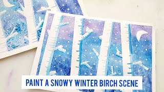 Snowy Winter Birch Trees Art Lesson For Kids
