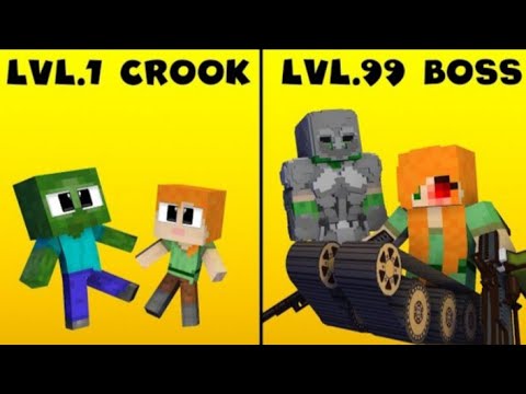 LVL 1 MONSTER CROOK VS LVL 99 MONSTER BOSS  MONSTER SCHOOL MINECRAFT ANIMATION