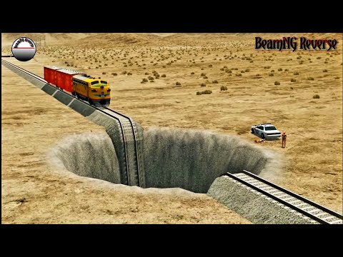 Trains vs Giant Pit Crashes Reverse - BeamNG Drive