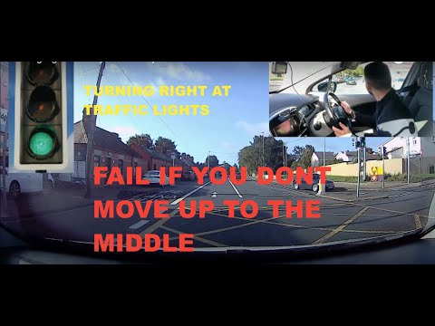 Turning right at the yellow box junction