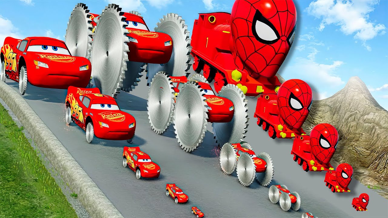 Big & Small McQueen vs Chick Hicks vs Tow Mater vs King Dinoco vs Duch Hudson - BeamNG.Drive
