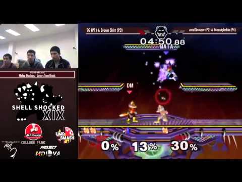 Shell Shocked XIX Melee Doubles - SG & Brown Shirt vs emoDinosaur & Peanutphobia - Loser Semifinals
