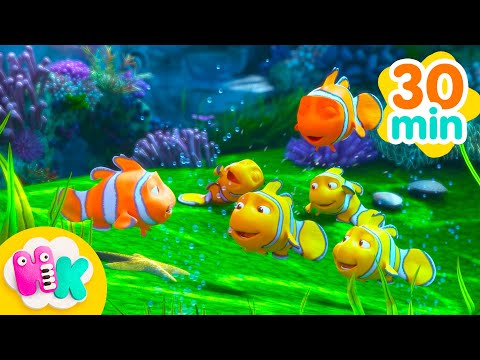 Cinq Petits Poissons 🐠 Chansons avec des Animaux | HeyKids Comptines pour bébé | Animaj Kids