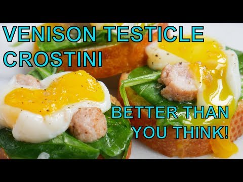Venison Testicle Crostini Recipe and Tasting