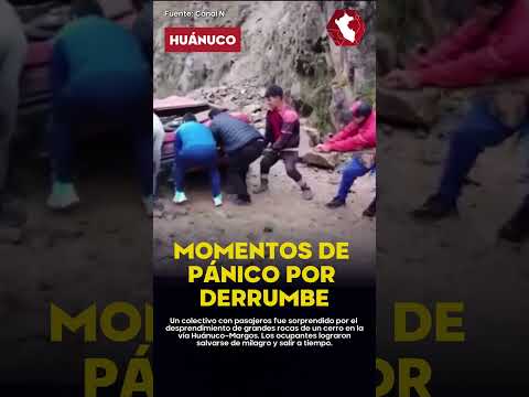 ¡ESCAPARON CON TEMOR! | Rocas aplastan auto pero pasajeros huyen a tiempo en Huánuco