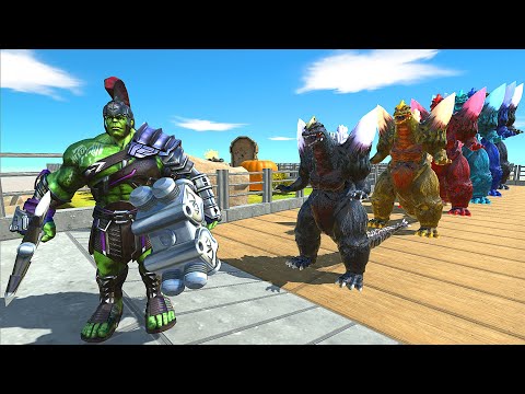 GLADIATOR HULK DEATH RUN vs DIFFERENT SIZE SPACE GODZILLA - Animal Revolt Battle Simulator