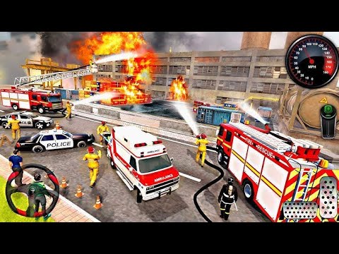 Fire Truck City Rescue Simulator - 911 US Emergency Fire Truck Driving 3D 2025 - Android Gameplay