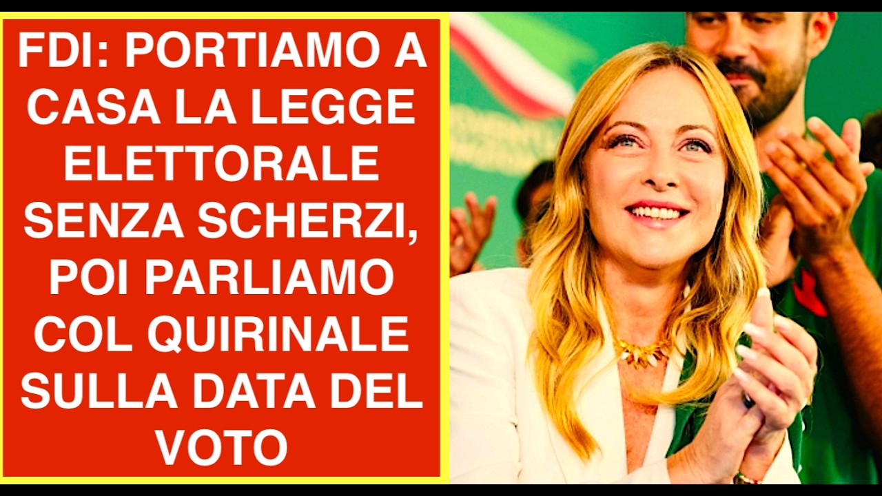 FDI: PORTIAMO A CASA LA LEGGE ELETTORALE SENZA SCHERZI, POI PARLIAMO COL QUIRINALE SULLA DATA DEL V