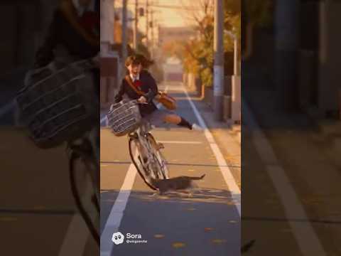 女子高生が自転車で転倒