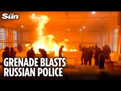 Moment grenade EXPLODES inside Russian police training centre in fatal error