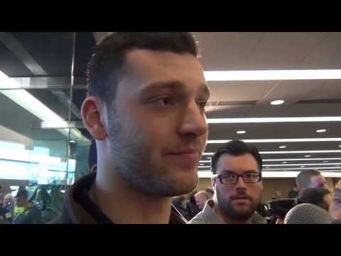 Shane Morris talks with reporters