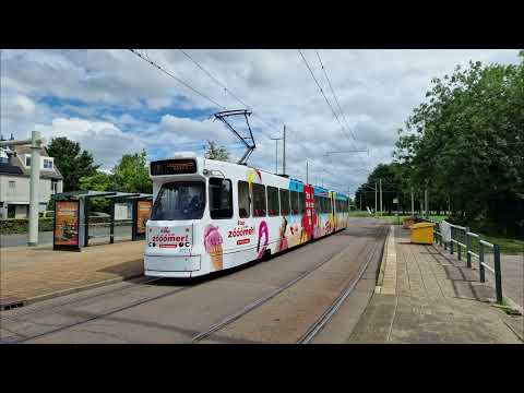 HTM tramlijn 1 Delft Tanthof - Scheveningen Noord | BN GTL8 3121 Zomertram | 2022