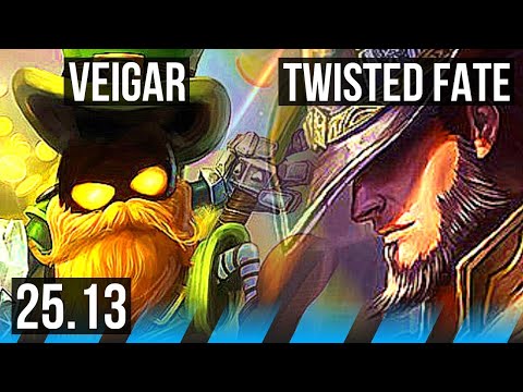 VEIGAR vs TWISTED FATE (MID) | 2400+ games, 6/1/4 | KR Master | 25.13