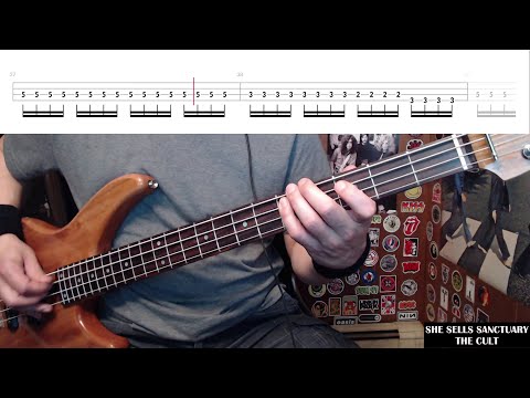 She Sells Sanctuary by The Cult - Bass Cover with Tabs Play-Along