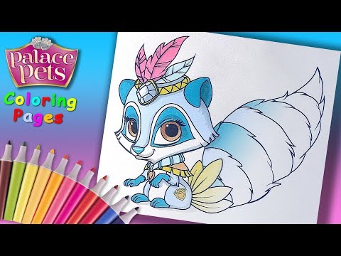 Disney Palace Pets Coloring Book for kids. Raccoon Windflower Coloring Page Video