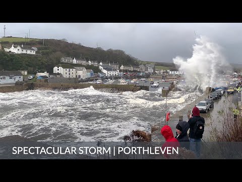 Porthleven Storm, Massive Waves,  Spectacular Stormy Seas, Porthleven, Cornwall, UK