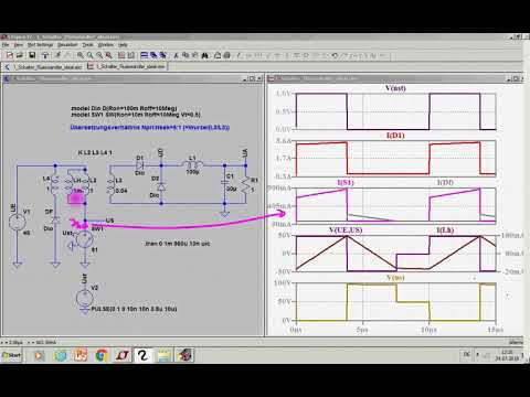 LE4_6h DC/DC Wandler - Eintaktflusswandler - Zeitverläufe - Simulation LTSpice