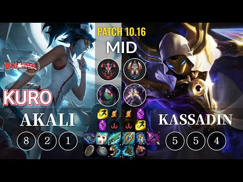 KT Kuro Akali vs Kassadin Mid - KR Patch 10.16