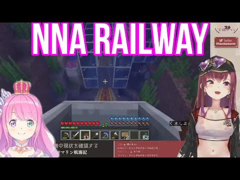 Houshou Marine Got Blown Away By Nna Railway | Minecraft [Hololive/Sub]