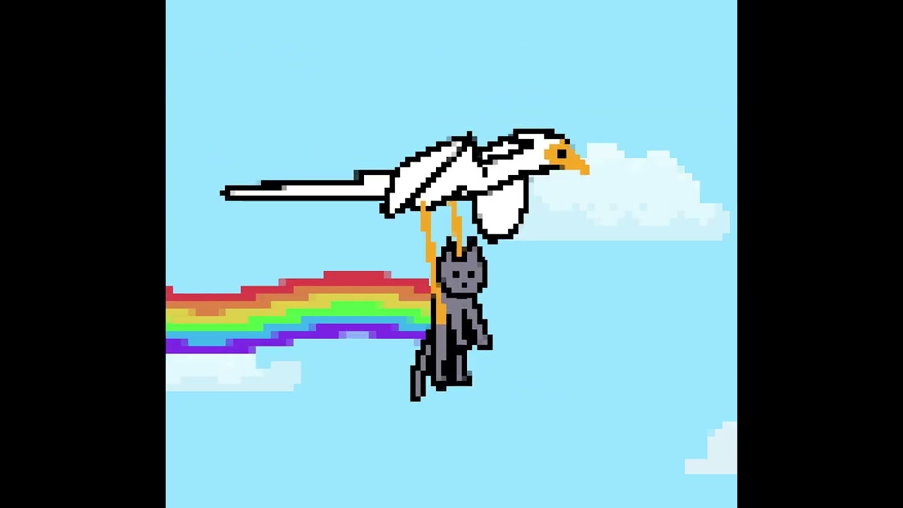 Nyan cat but make it FLOW 🐈⬛ featuring Secretarybird and Cat