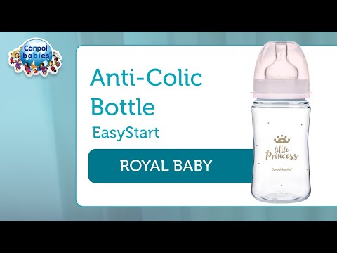 CANPOL BABIES plataus kaklelio buteliukas EASYSTART ROYAL BABY, 240 ml, 35/234_pin video