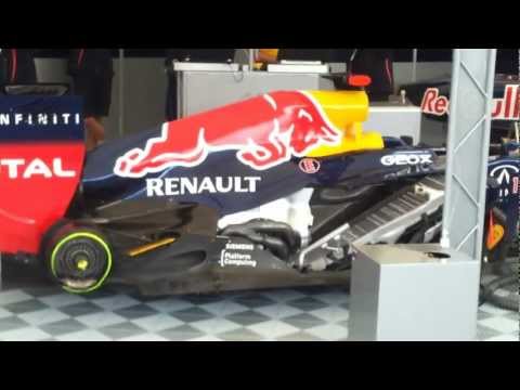 Red Bull F1 Engine warming up &  German National Anthem