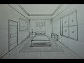 How to Draw a Simple Bedroom in One Point Perspective #5
