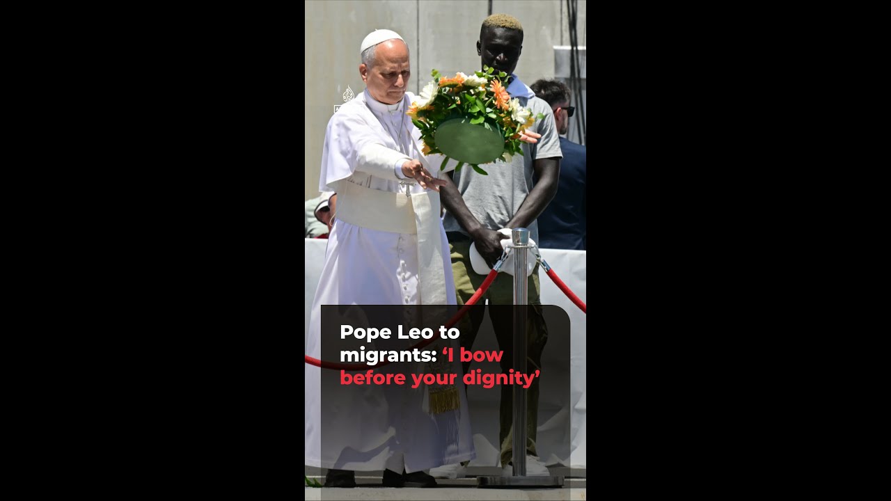 Pope Leo meets migrants in Middle East, honors their 'dignity' in public address