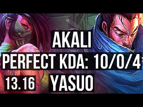 AKALI vs YASUO (MID) | 10/0/4, 2.3M mastery, Legendary, 600+ games | NA Challenger | 13.16