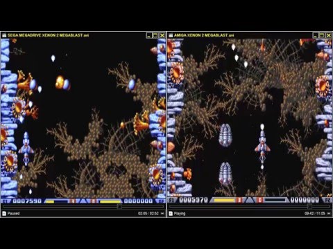 LETS HEAR AND SEE XENON 2 MEGABLAST IN SEGA MEGADRIVE AND AMIGA OCS COMPARE COMPARE