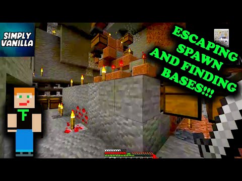 ESCAPING SPAWN AND FINDING SECRET BASES ON THE SIMPLY VANILLA MINECRAFT ANARCHY SERVER Ft. Razi! EP1
