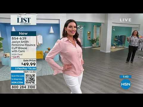 Jaclyn Smith Feminine Flounce Cuff Blouse with Cami