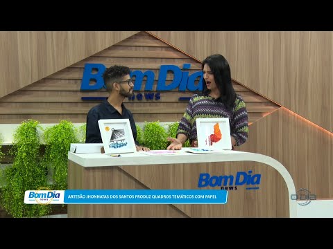 O artesão Jhonnatas dos Santos produz quadros temáticos com papel 07 02 2023