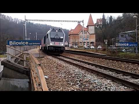 Lokomotiva 783 001 Maxima IDS Cargo s nákladním vlaku - Bílovice nad Svitavou  5.1.2018
