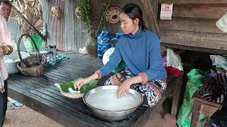 របៀប​ធ្វើ​នំ​បញ្ចុក់​របស់​កម្ពុជា-Cambodia Noodle Making#countrysidelife  #locallife#noodle#cooking