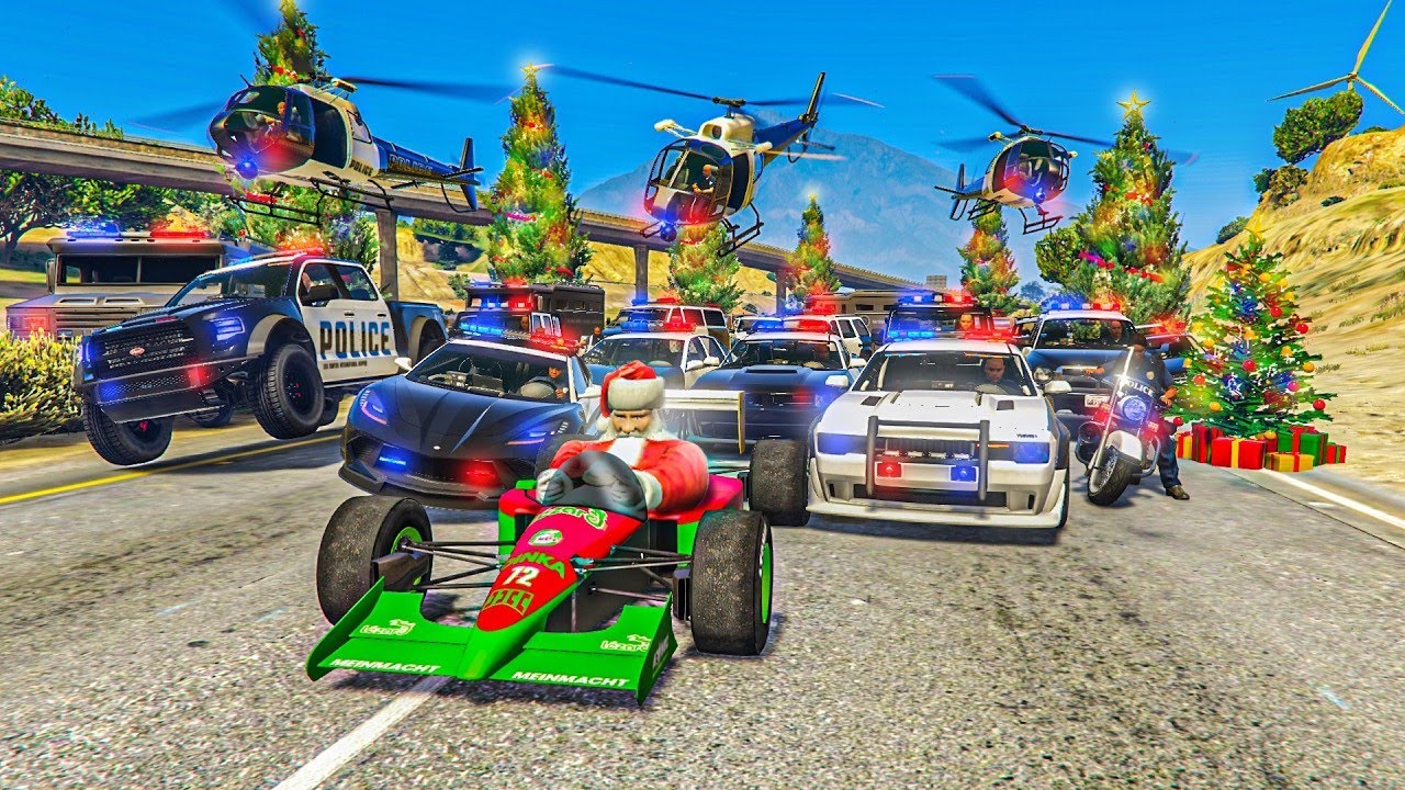 PAPA NOEL se ENFRENTA a TODA LA POLICIA de LOS SANTOS en GTA 5 Online