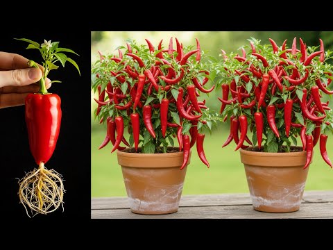🌶️New technique for growing chili plants from fruit using aloe vera and eggs get fruits quickly