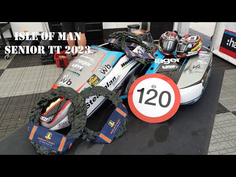 The Isle of Man TT Races 2023, Milwaukee Senior race. Grandstand, paddocks and fan zone.