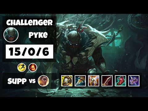 Pyke Support 11.8 Challenger Gameplay Replay - S11 (15/0/6) - NA