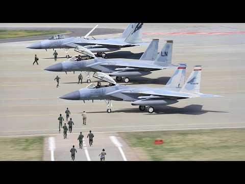 US F-15 Pilots Spring into Action For Scary Red Alert Scrambled Takeoff