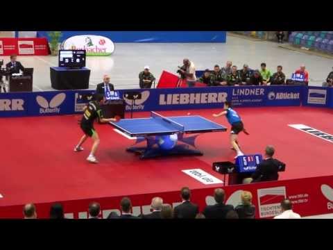 Tischtennis Finale Bremen - Ochsenhausen - Adrian Crisan VS Ryu Seung Min Satz 2