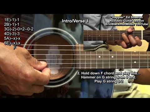 HAPPIER Ed Sheeran How To Play On Acoustic Guitar EricBlackmonGuitar 3 Chords