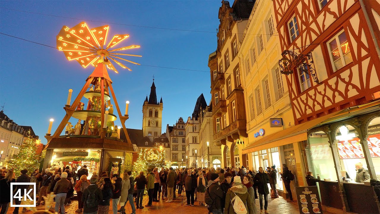 Trier Germany 🇩🇪 Christmas Market Night Tour | Trierer Magischer Weihnachtsmarkt Evening Walk 🇩🇪 4K