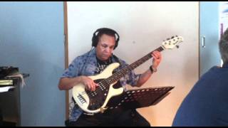 Legendary bassist Carlos Del Puerto recording with Timbazo