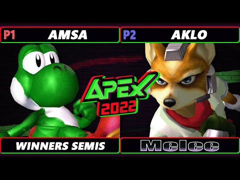 Apex 2022 Winners Semis - aMSa (Yoshi) Vs. Aklo (Fox) SSBM Melee Tournament