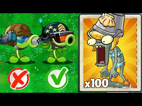PvZ 2 100 Plant vs 100 Zombie - Every Plant Level Middle Vs Bikini Buckethead Zombie