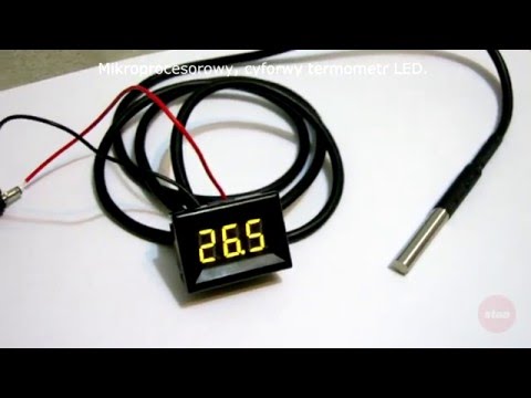 Miniaturowy (mini) termometr LED, samochodowy (12-24V), mikroprocesorowy. Ver. DS Pro.