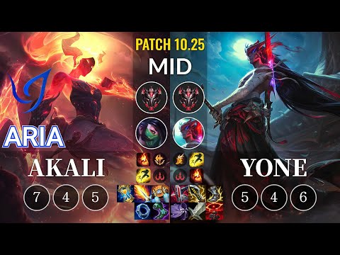 CGA Aria Akali vs Yone Mid - KR Patch 10.25